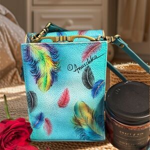 Anuschka Blue Feather Design Women's Bag